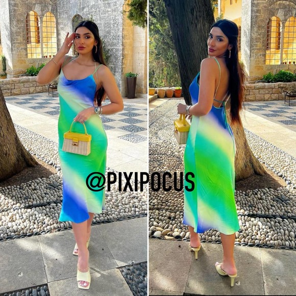 ZARA TIE DYE SATIN SLIP DRESS - Picture 6 of 12